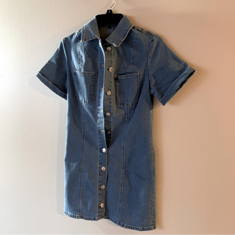 Denim Button Up Mini Dress